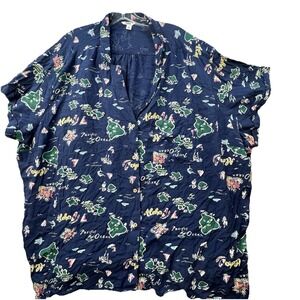 NEW Womens Plus 5X Hawaiaan Shirt Island Beach Resort Aloha Cruise Button Up
